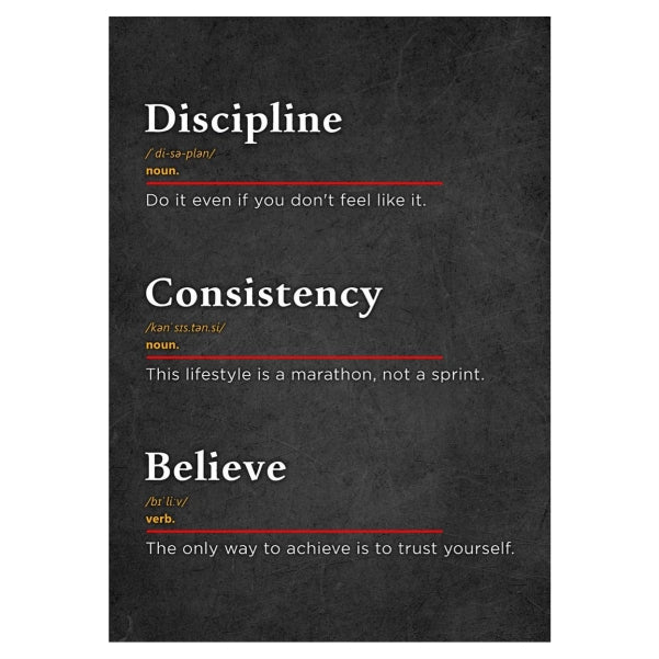 Discipline, Consistency, Believe