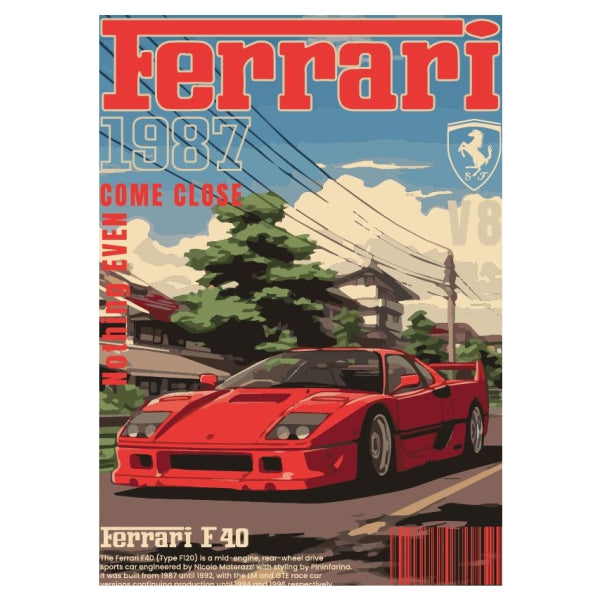 Ferrari 1987 Retro Collage