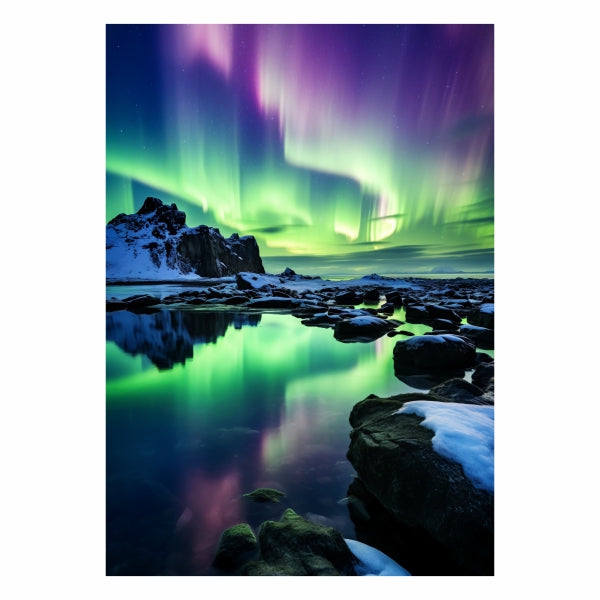 The Northern Lights Over Rocks