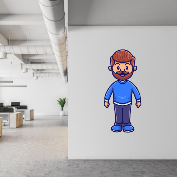 Cartoon Man With Beard Decal