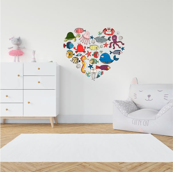 Cartoon Heart Marine World Decal