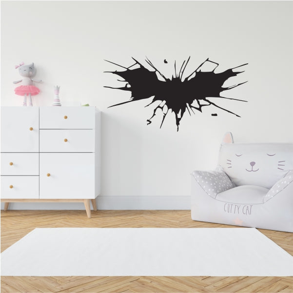 Cracked through Wall Batman Logo Decal