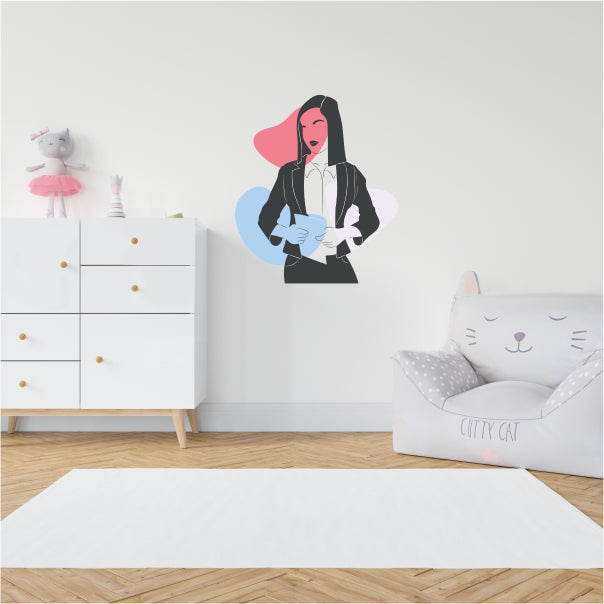 Line Art Business Woman Decal