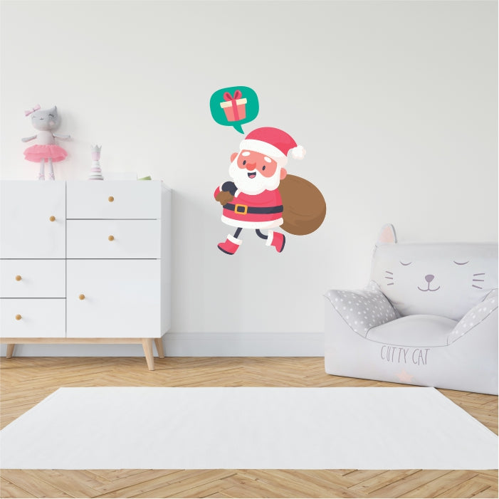 Santa Thinking Of Presents Decal