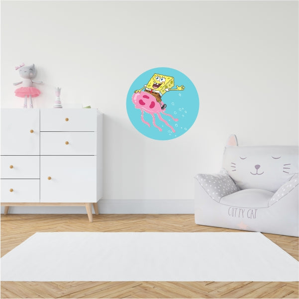 Spongebob Squarepants Riding A Jelly Fish Decal