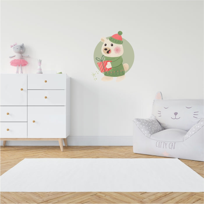 Teddy Bear Christmas Decal