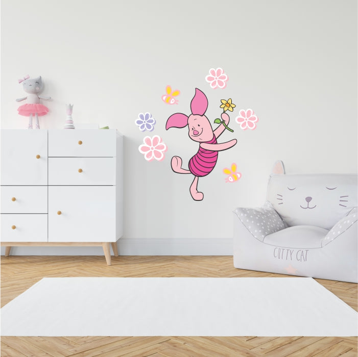 Winnie The Pooh Piglet Dancing With Flowers Decal