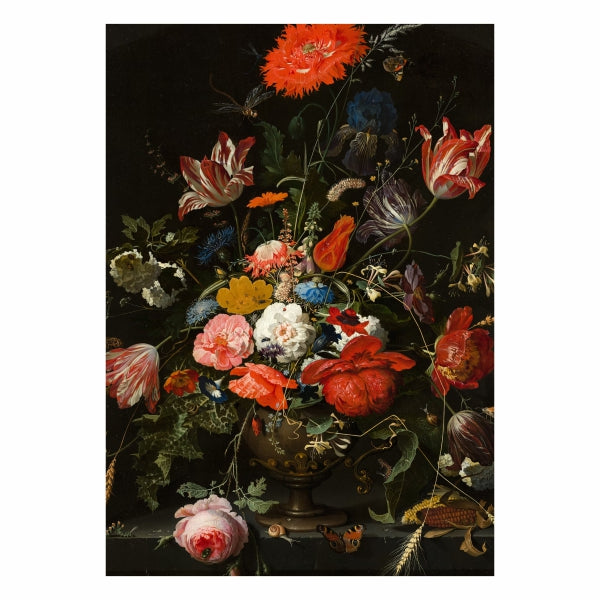 Flowers in a Metal Vase