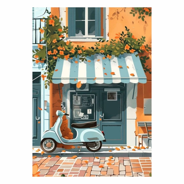 Scooter And Pretty Buildings