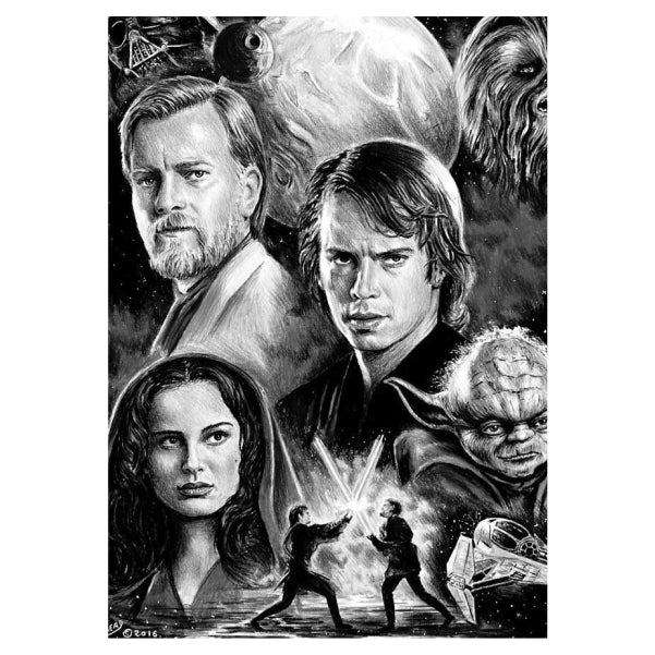 Star Wars Greyscale Prequel Character Collage