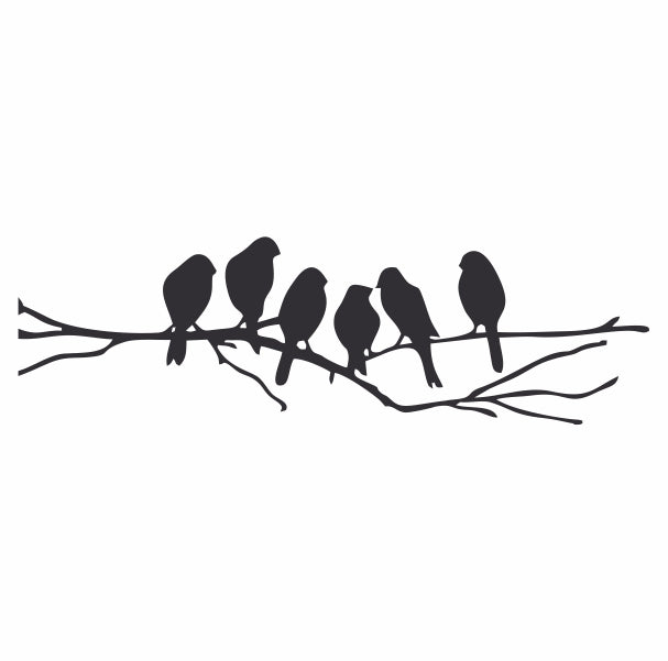 6 Birds On Branch Decal