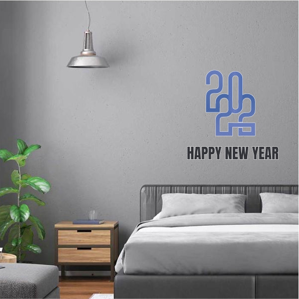 Blue And White Happy New Year Decal