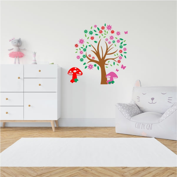 Colourfull Tree With Flowers And Leafs Decal