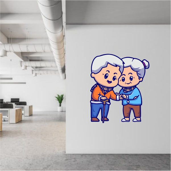 Elderly Couple Decal