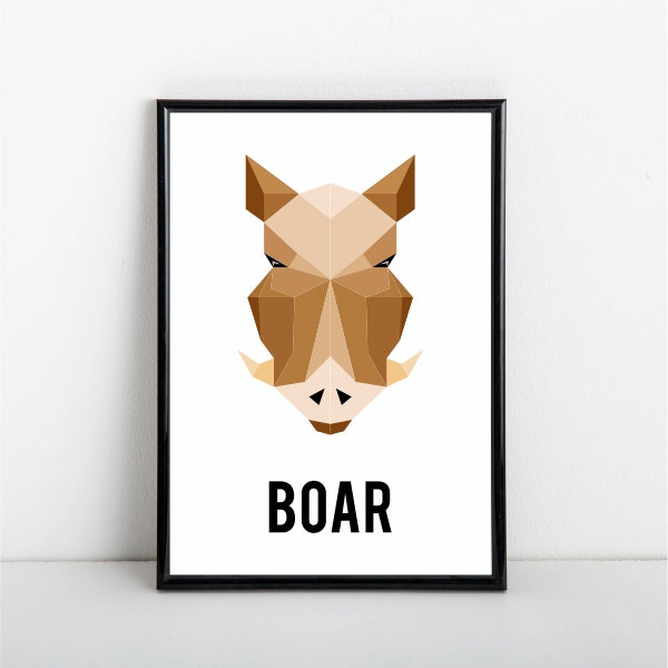 Geometric Boar Poster