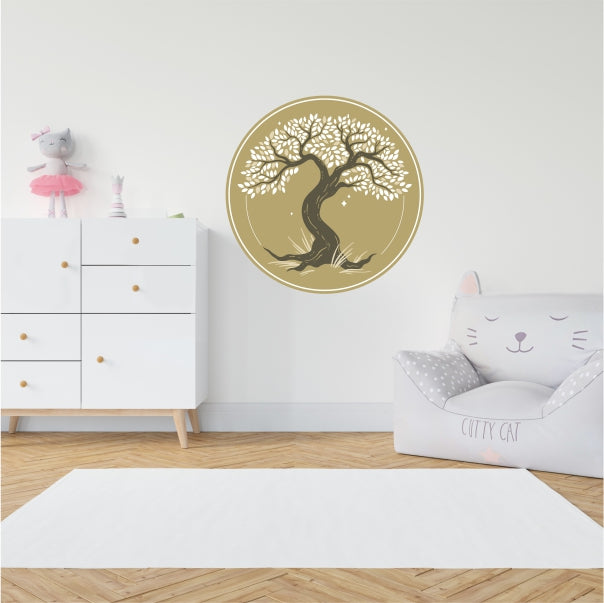 Gold Circle Tree Arc Decal
