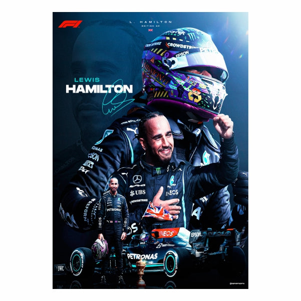 Lewis Hamilton Blue Abstract Poster