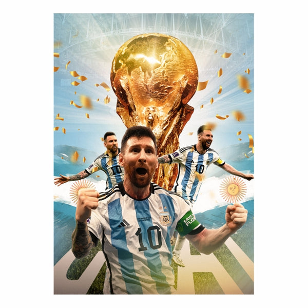 Messi Celebration Cup Blue Poster - CreateSA