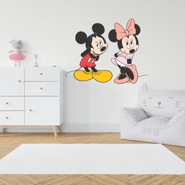 Mickeymouse And Minniemouse Cute Posing Decal