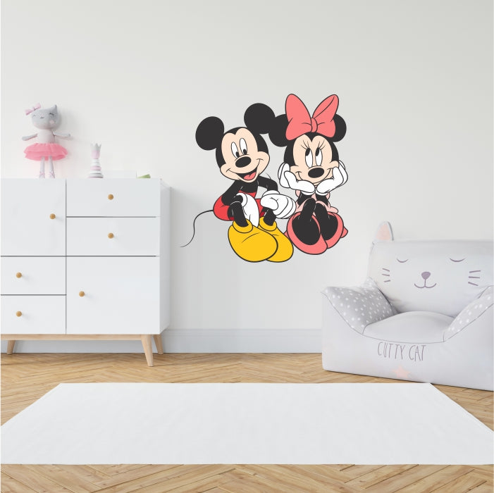 Mickeymouse And Minniemouse Sitting Togethe Decal