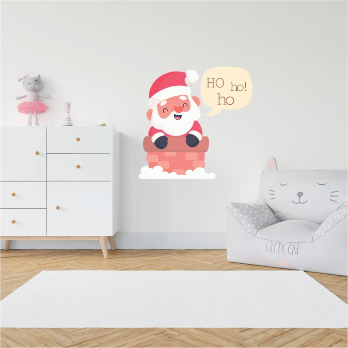 Santa In The Chimney Christmas Decal