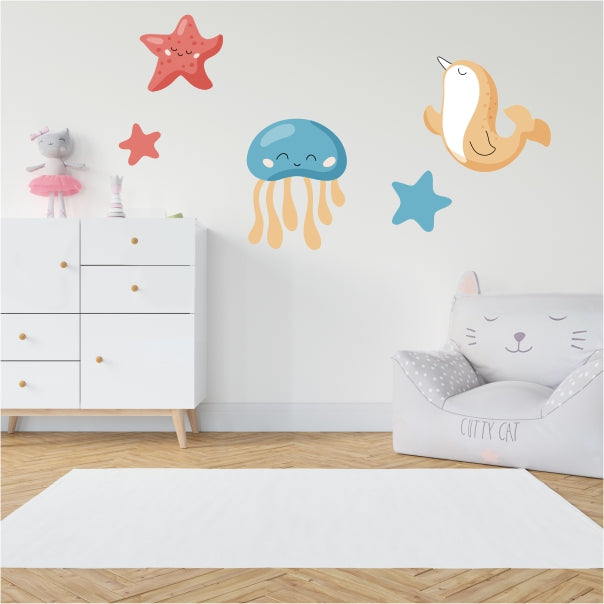 Sea Creatures With Stars Decal