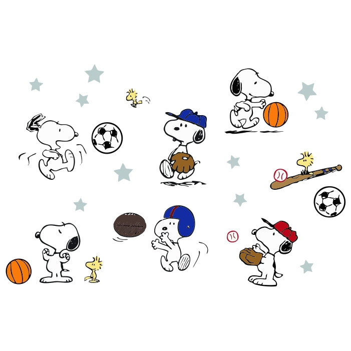 Snoopy™ Sports Baseball, Basketball, Football & Soccer Decal
