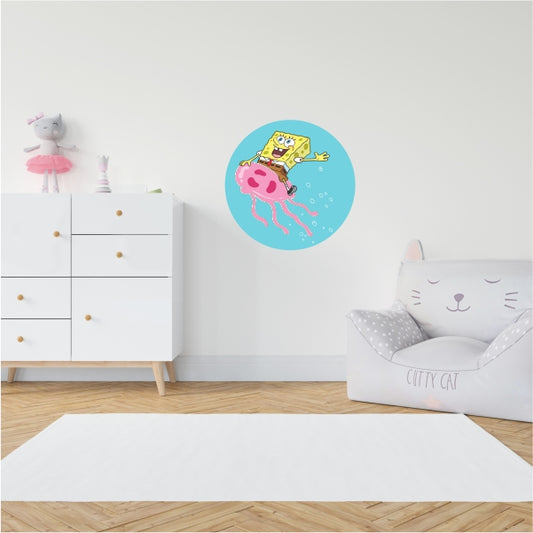 Spongebob Squarepants Riding A Jelly Fish Decal
