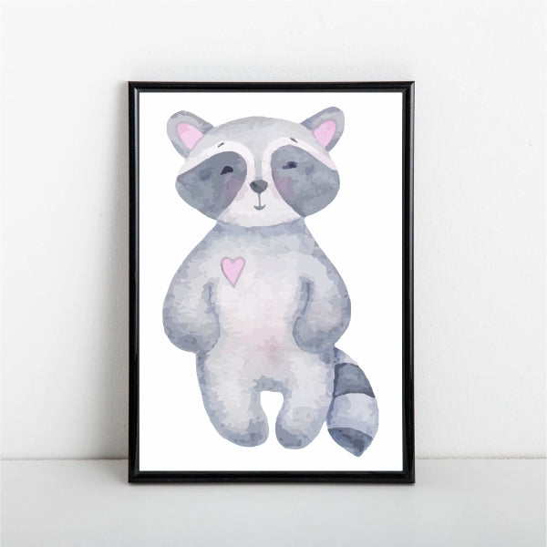 Watercolour Raccoon Poster