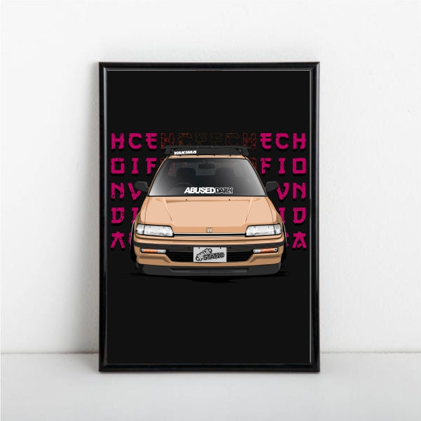 Honda Civic EF Car Poster